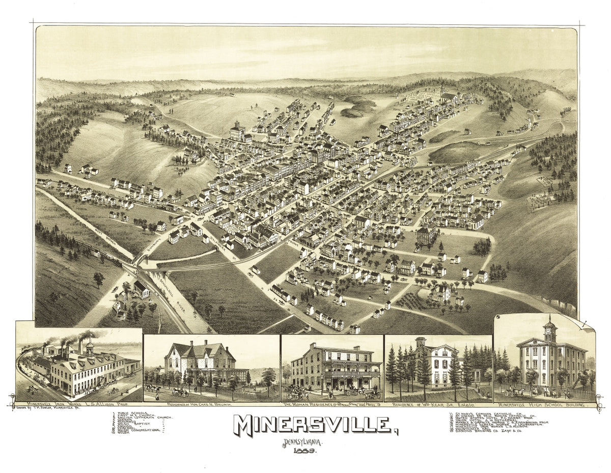 Preview of Vintage Map of Minersville, Pennsylvania 1889