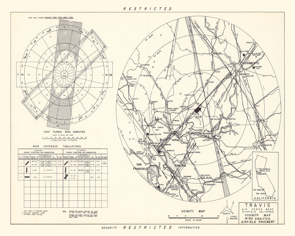 Preview of Vintage Map of the Travis Air Force Base Vicinity, 1951