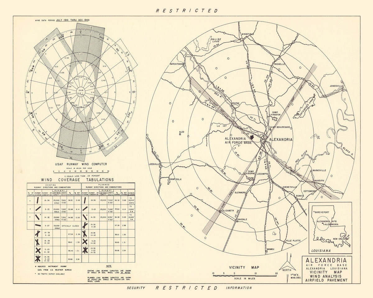 Preview of Vintage Map of the Alexandria Air Force Base Vicinity, 1952