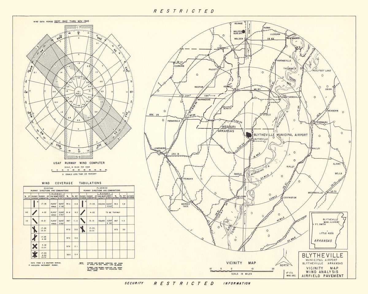 Preview of Vintage Map of the Blytheville Municipal Airport Vicinity, 1952