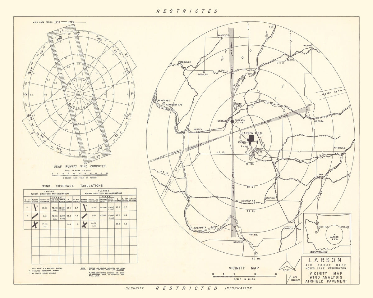 Preview of Vintage Map of the Larson Air Force Base Vicinity, 1951