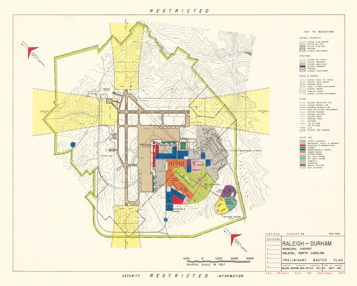 Preview of Vintage Map of Raleigh - Durham Municipal Airport, 1952