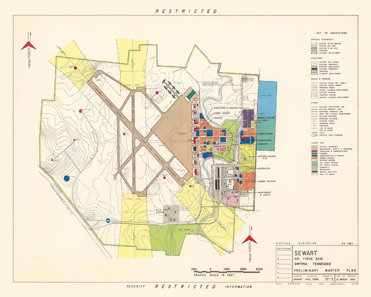 Preview of Vintage Map of Sewart Air Force Base, 1952
