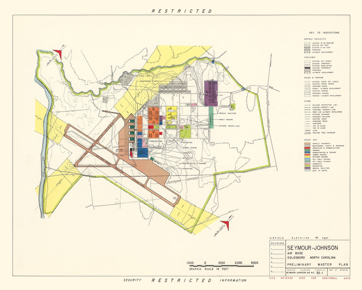 Preview of Vintage Map of Seymour - Johnson Air Base, 1953
