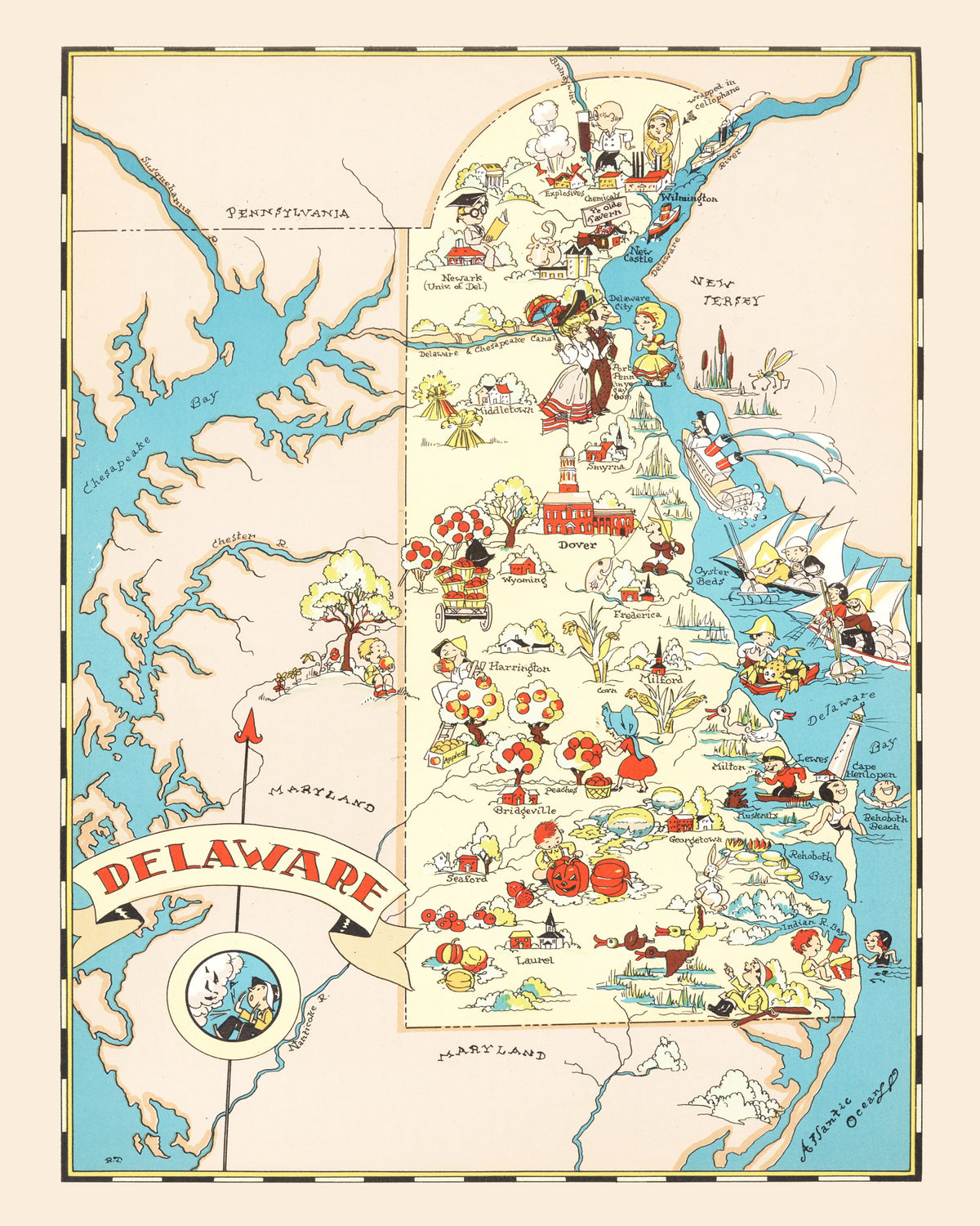 Preview of Vintage Map of Delaware 1935