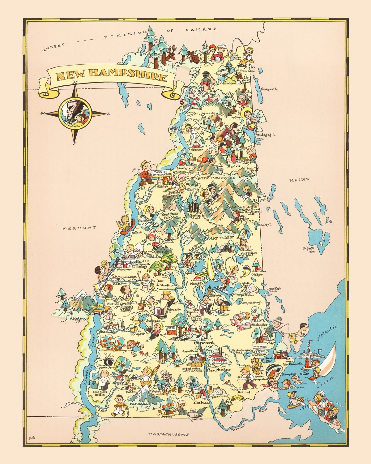 Preview of Vintage Map of New Hampshire 1935