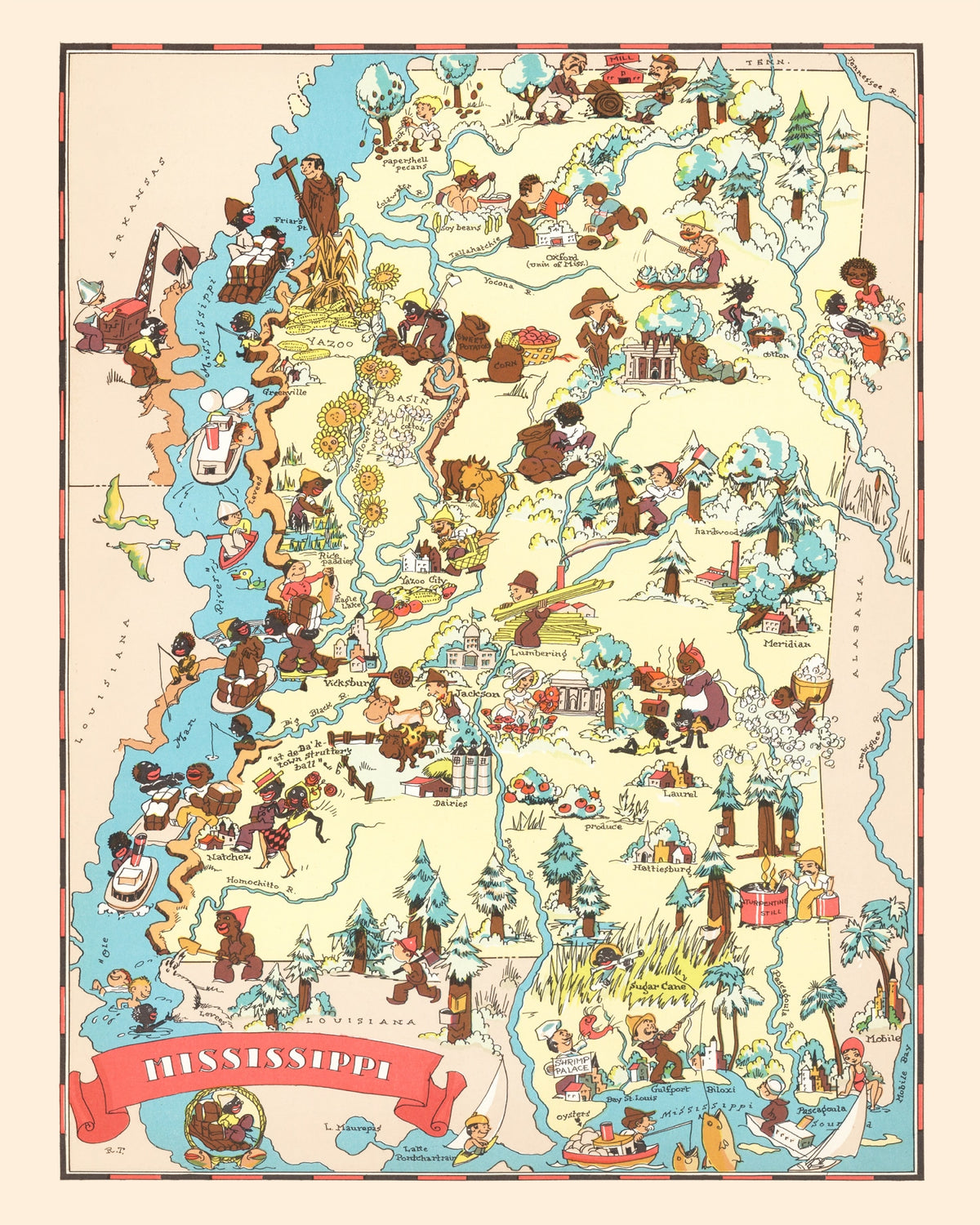 Preview of Vintage Map of Mississippi 1935