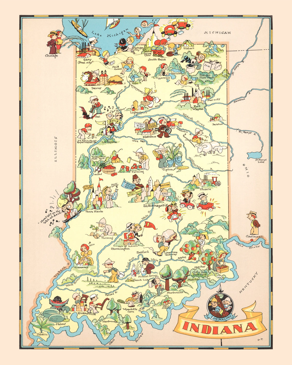Preview of Vintage Map of Indiana 1935