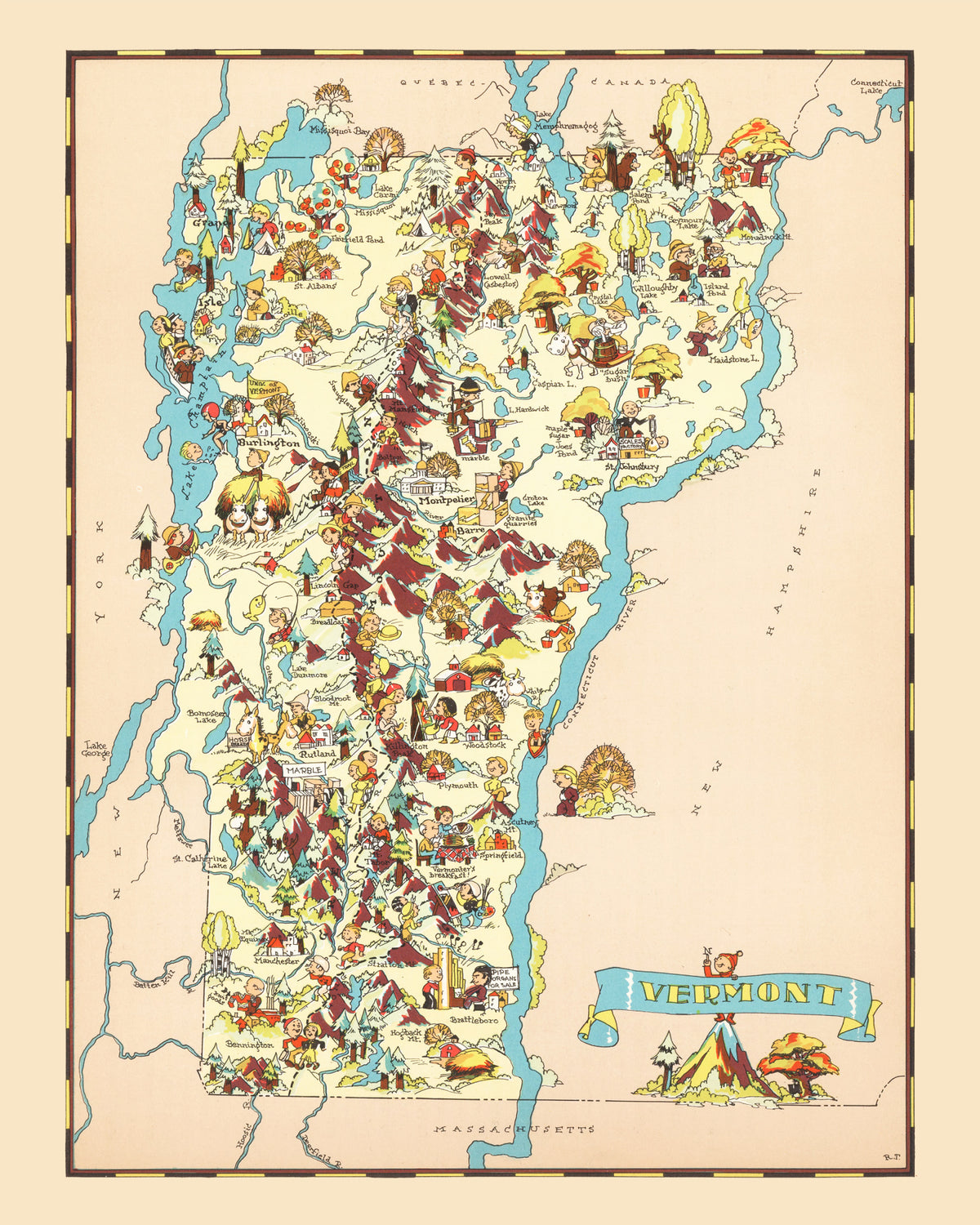 Preview of Vintage Map of Vermont 1935