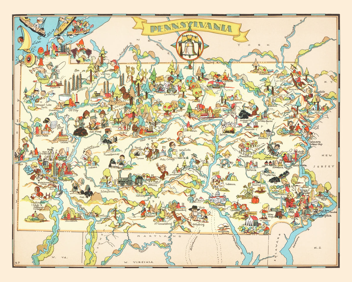 Preview of Vintage Map of Pennsylvania 1935