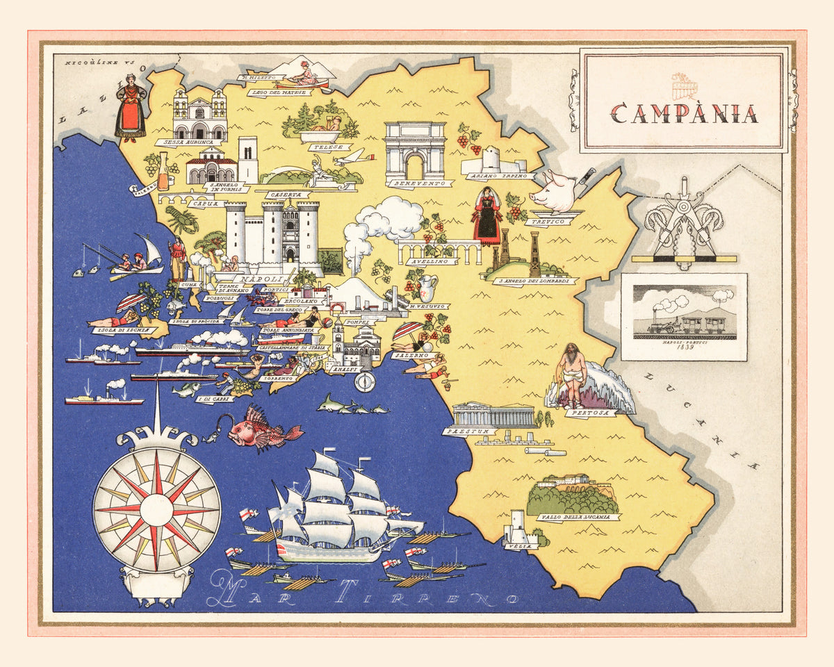 Preview of Vintage Map of Campania Italy, 1938