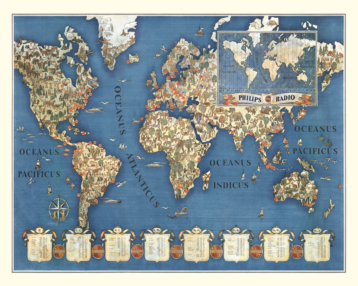 Preview of Philips Radio World Map, 1935