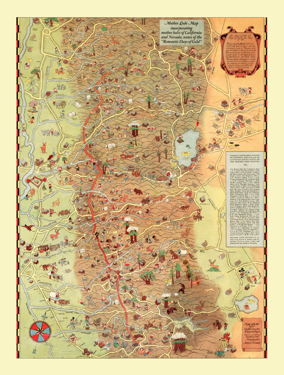 Preview of Vintage Map of Mother Lodes of California & Nevada, 1931