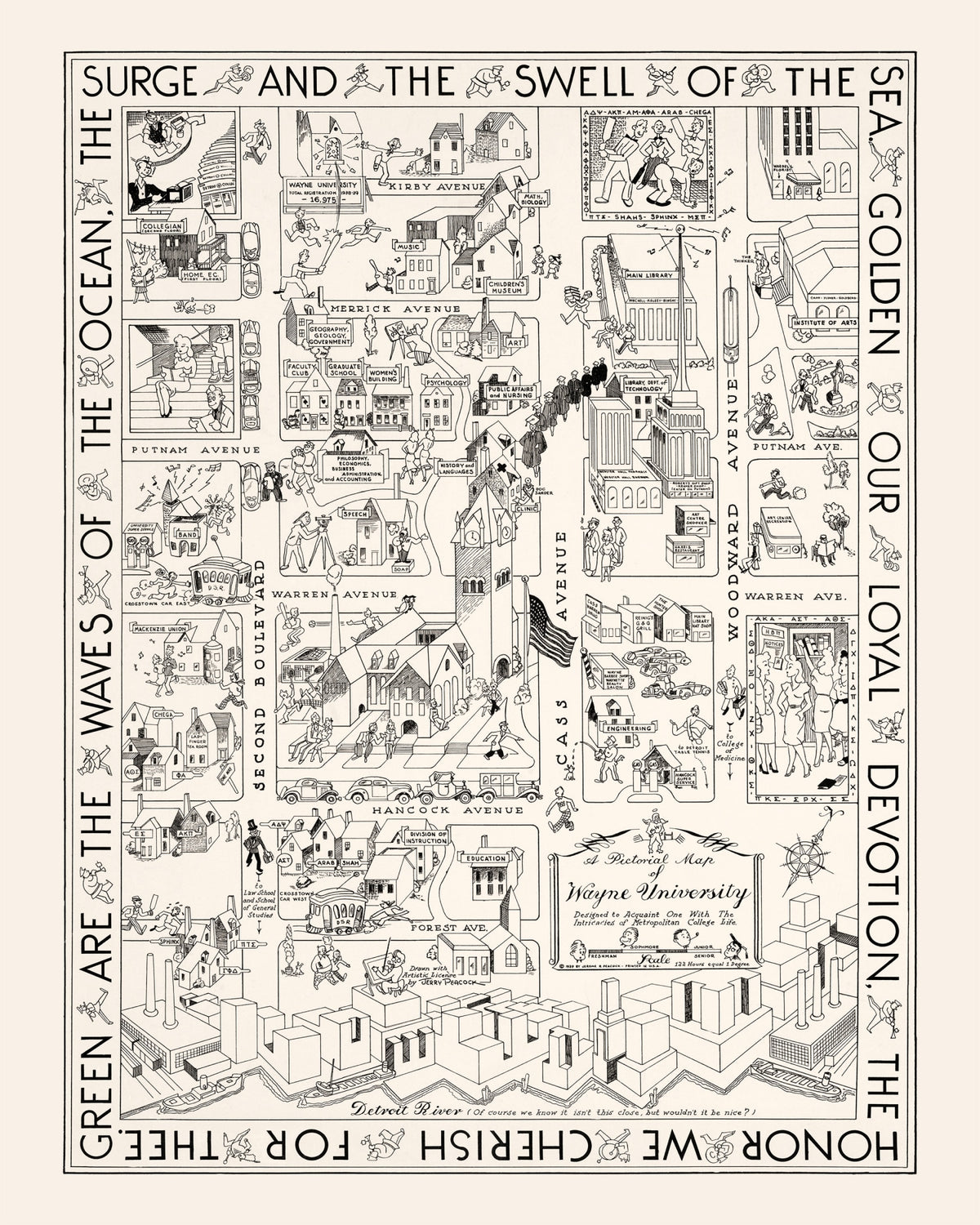 Preview of Vintage Map of Wayne University, 1939