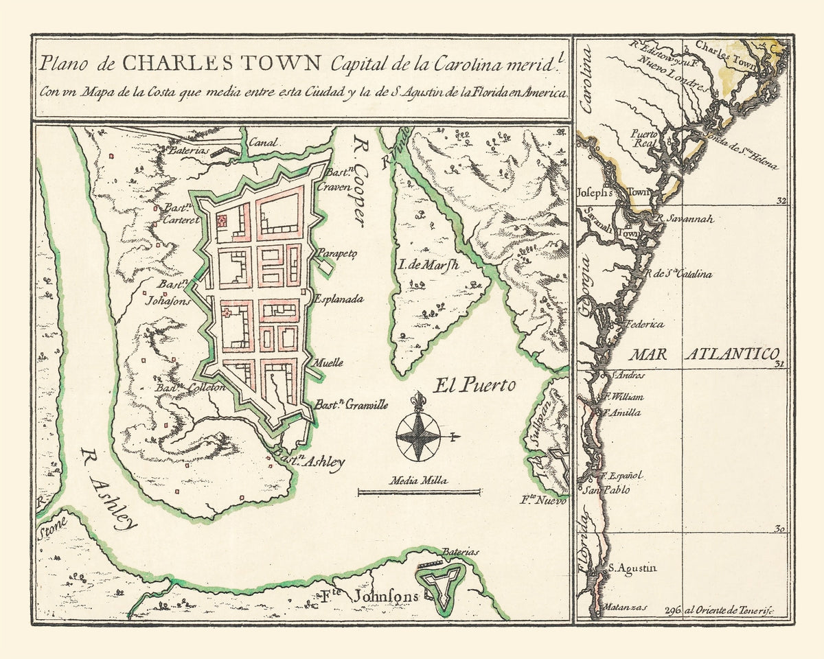 Preview of Vintage Map of Charleston, South Carolina 1753