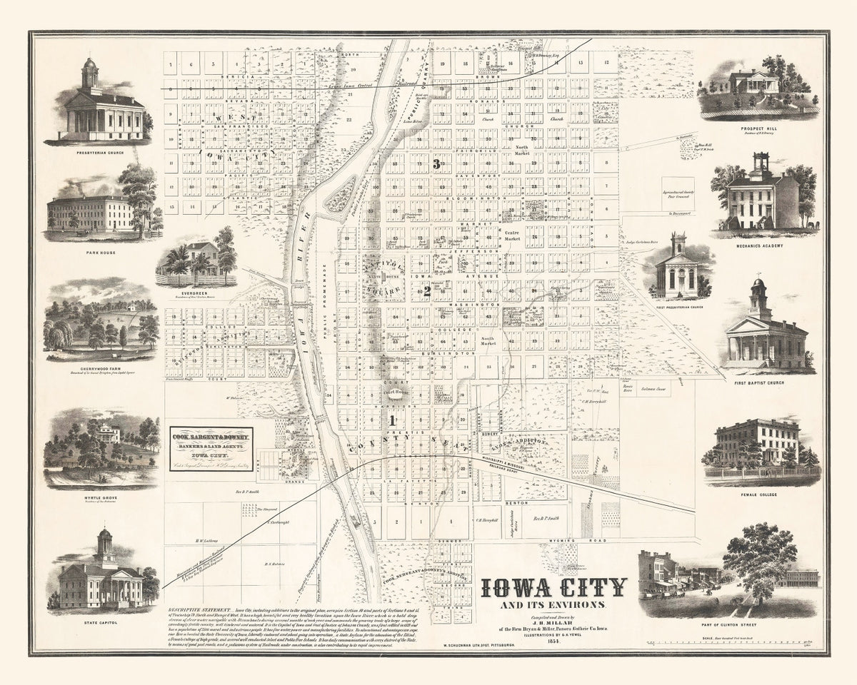 Preview of Vintage Map of Iowa City, Iowa 1854