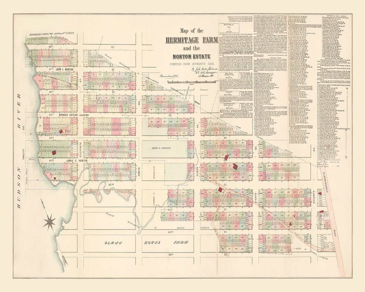 Preview of Vintage Map of Hell's Kitchen Manhattan, New York 1872