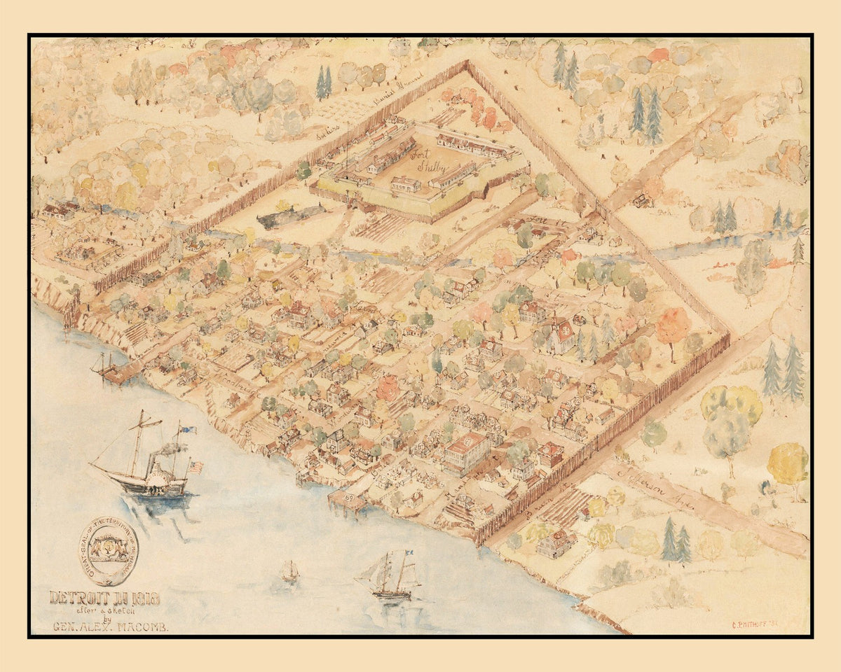 Preview of Vintage Map of Detroit, Michigan 1818