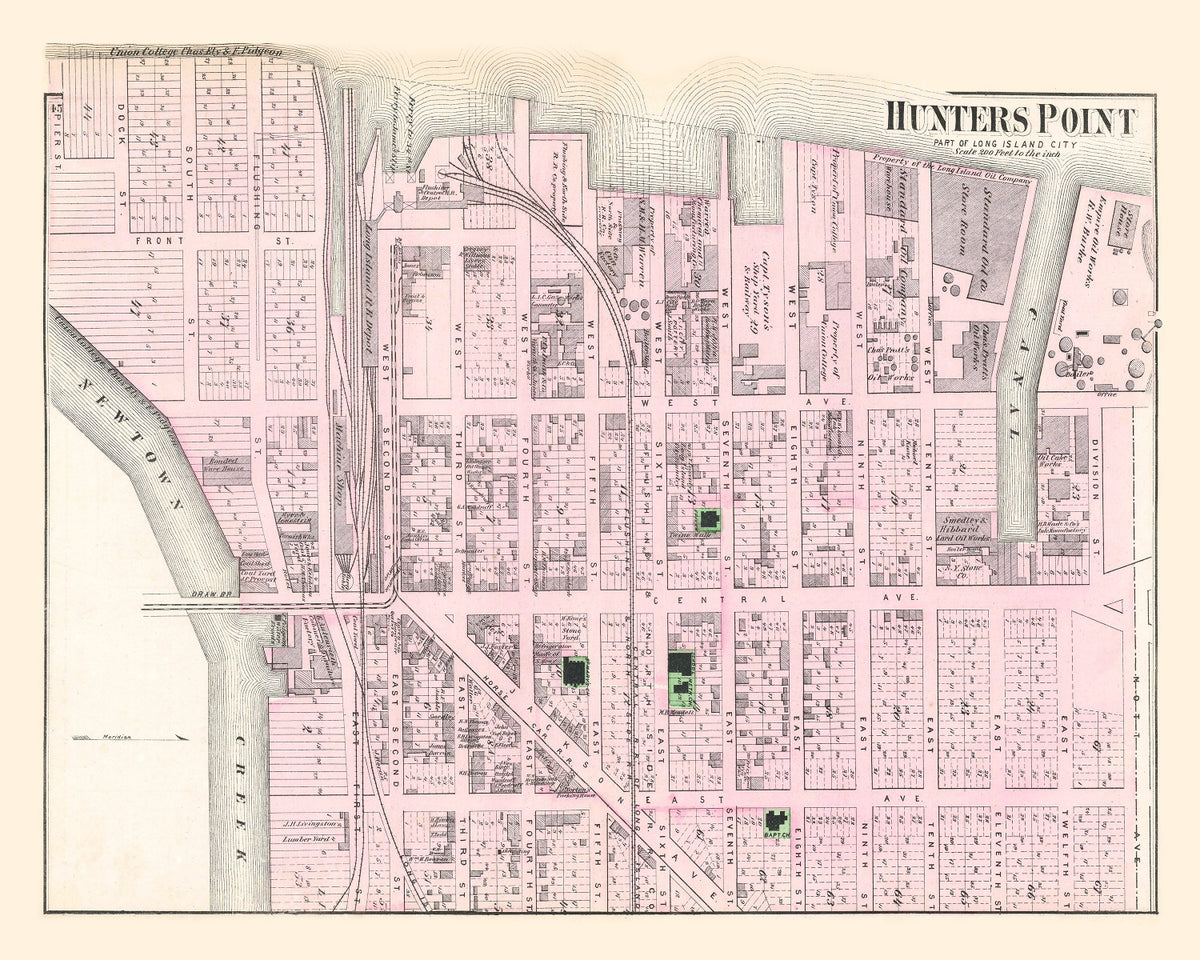 Preview of Vintage Map of Hunters Point Long Island, New York 1873