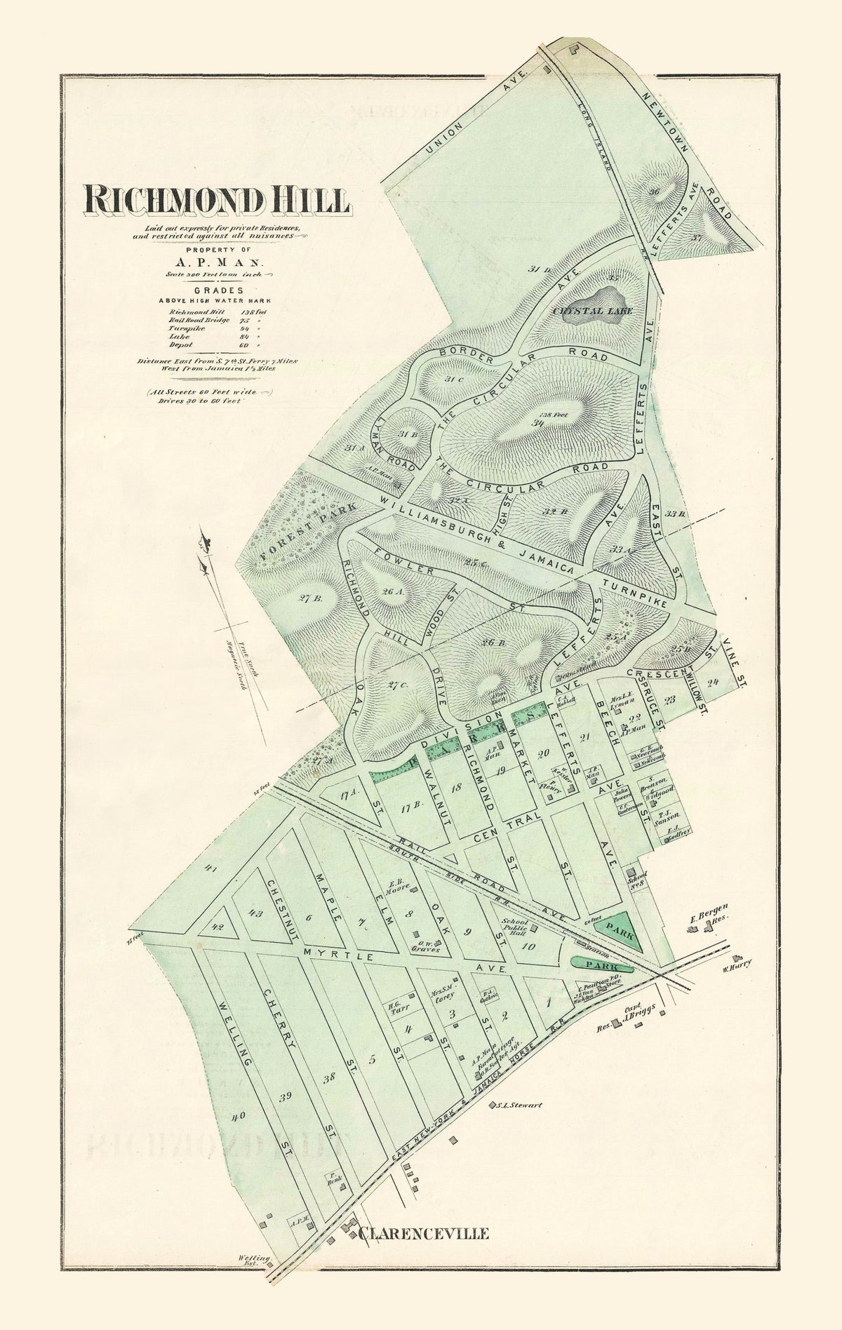 Preview of Vintage Map of Richmond Hill Queens, New York 1873