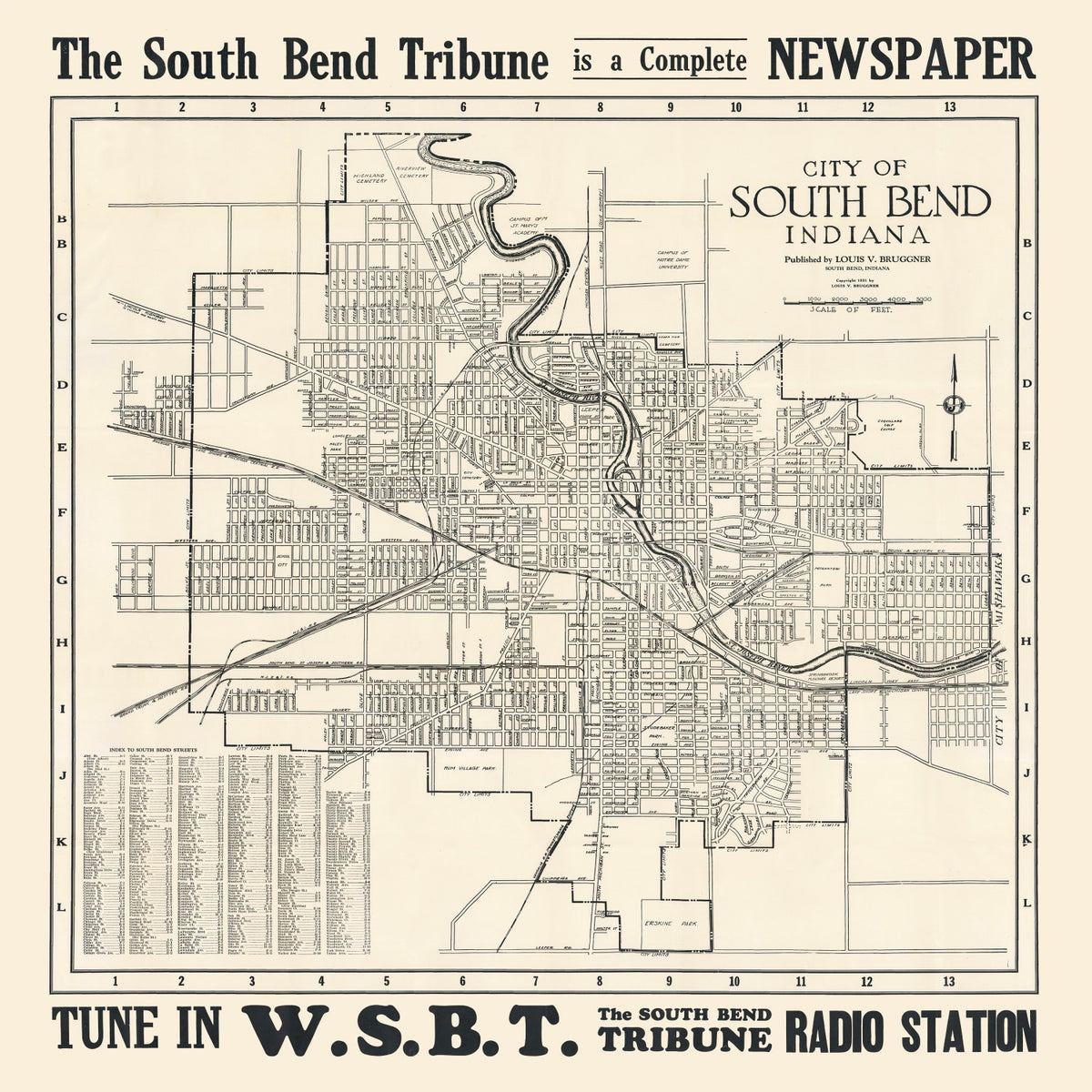 Preview of Vintage Map of South Bend, Indiana 1931