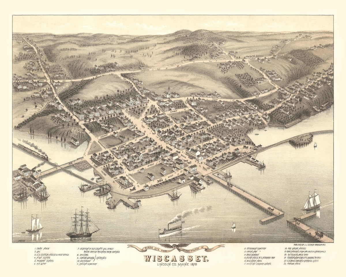 Preview of Vintage Map of Wicasset, Maine 1878