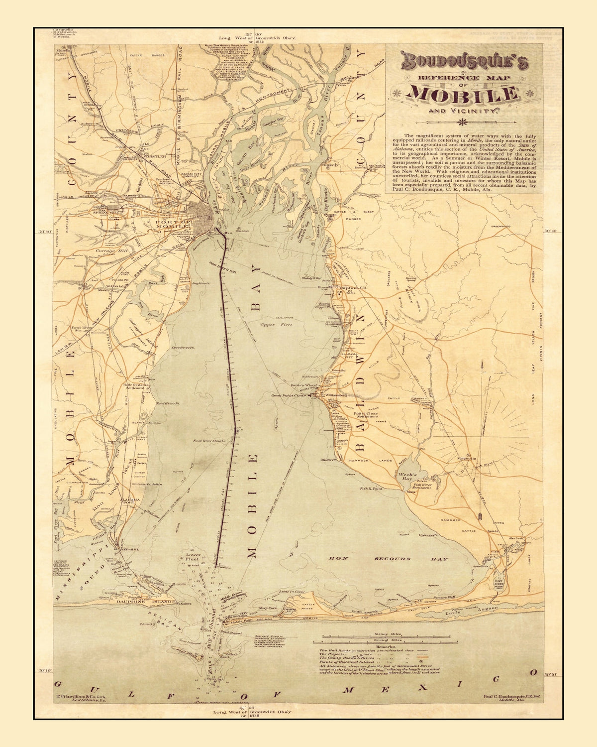 Preview of Vintage Map of Mobile, Alabama 1889
