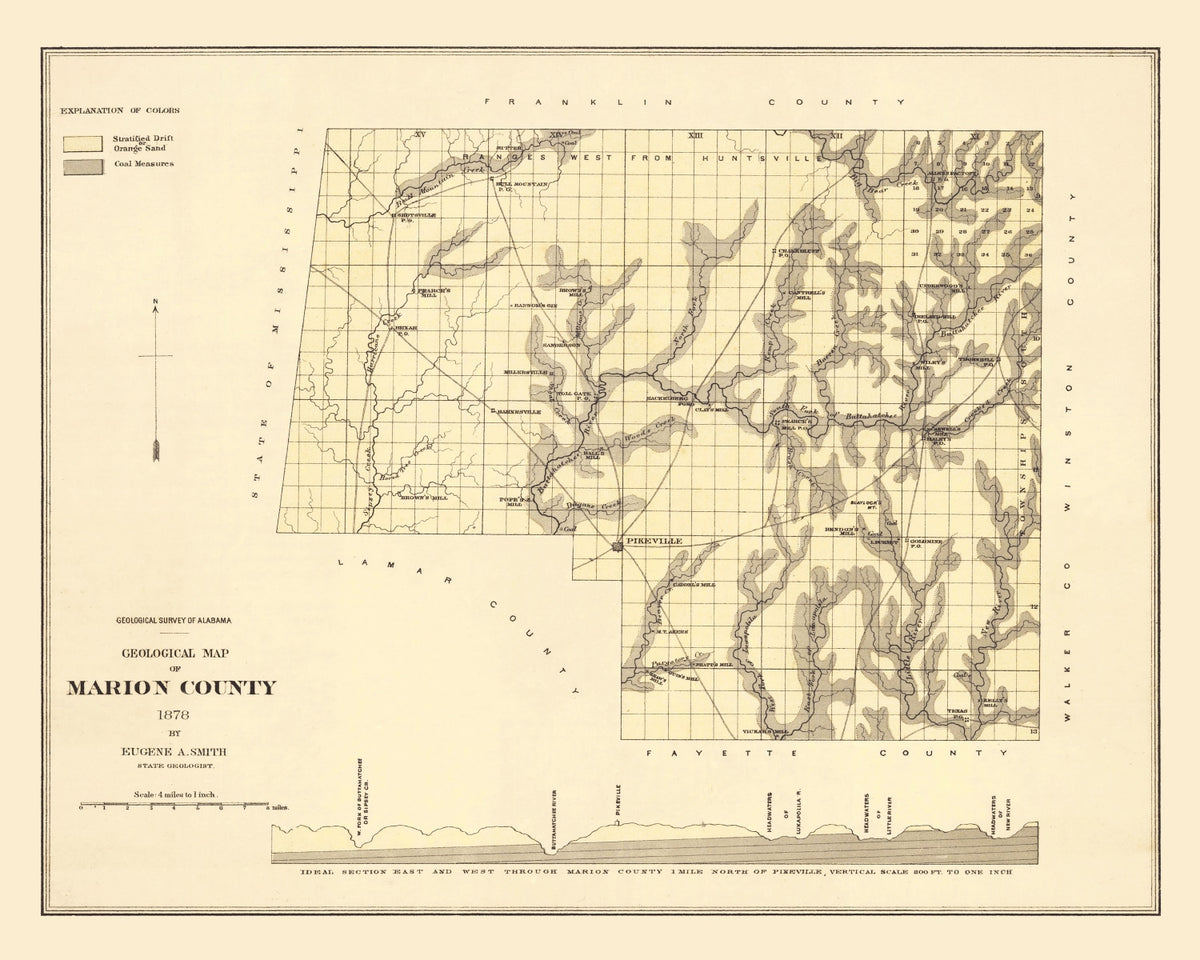 Preview of Vintage Map of Marion County, Alabama 1878