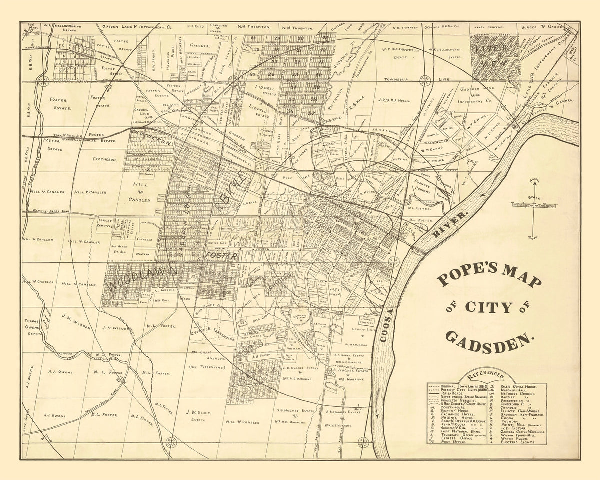 Preview of Vintage Map of Gadsden, Alabama 1888