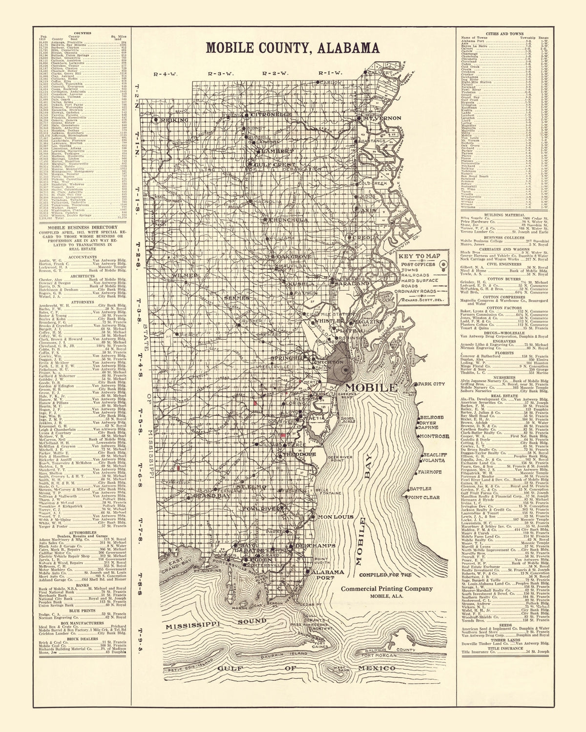 Preview of Vintage Map of Mobile County, Alabama 1915