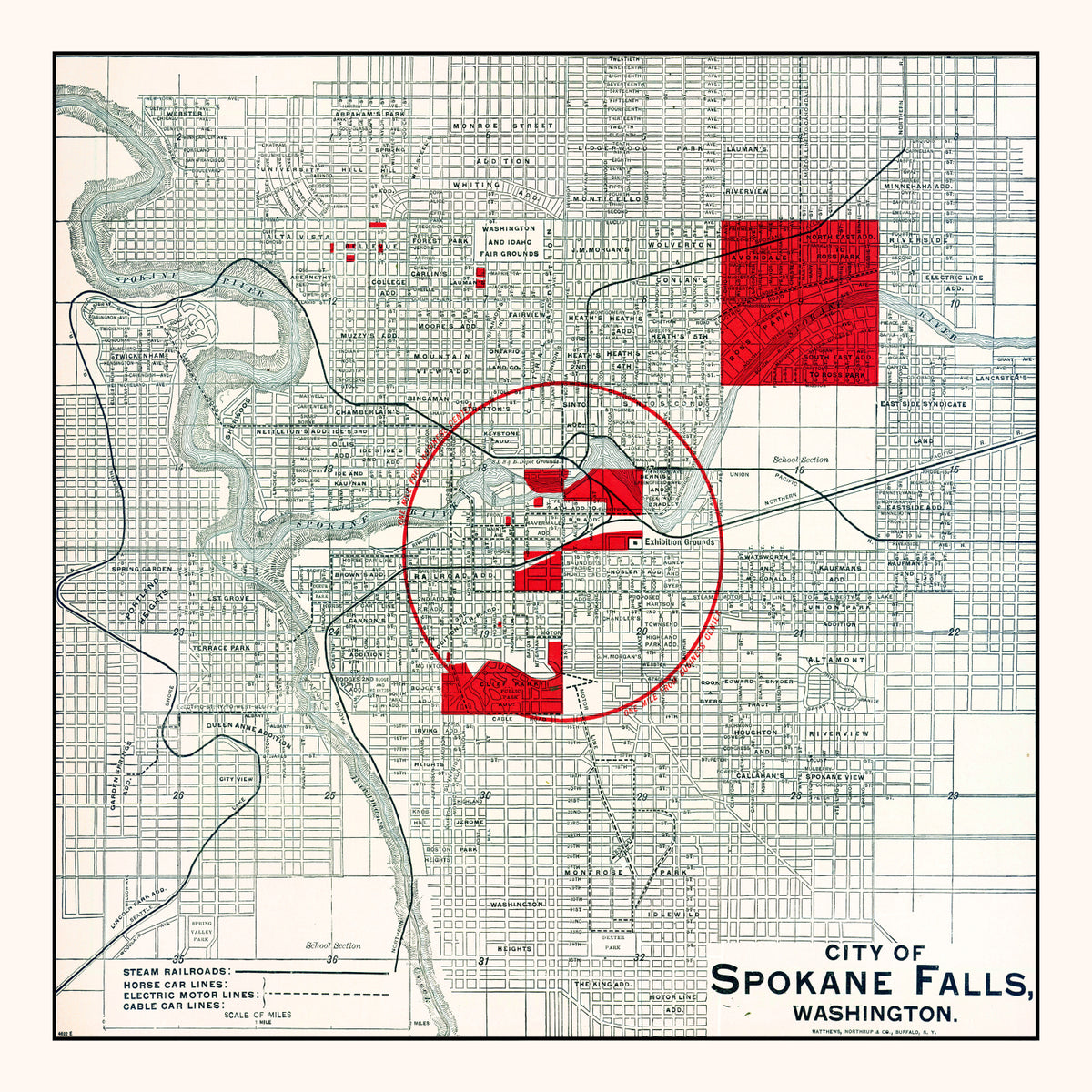 Preview of Vintage Map of Spokane Falls, Washington 1890