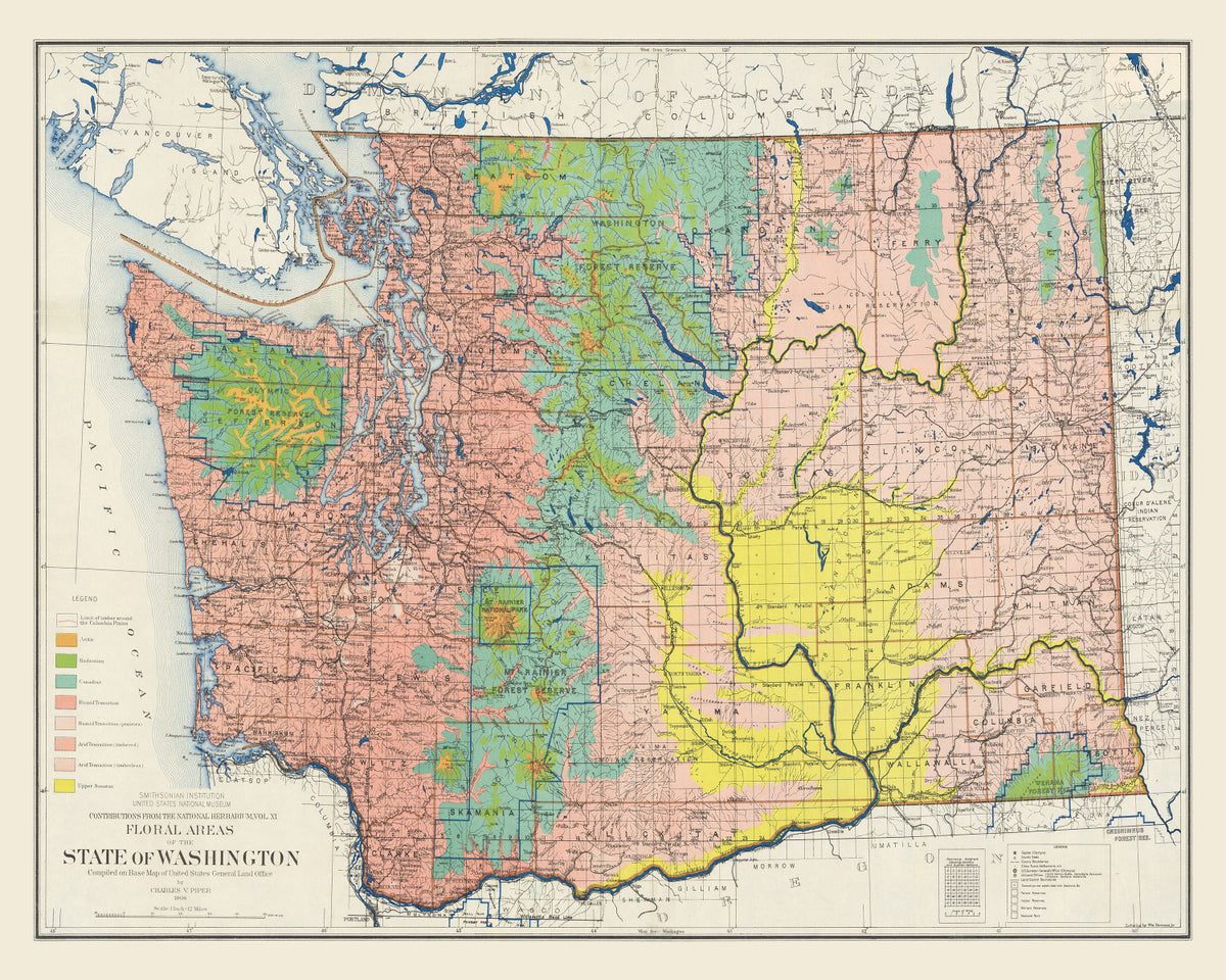 Preview of Vintage Map of Washington 1889
