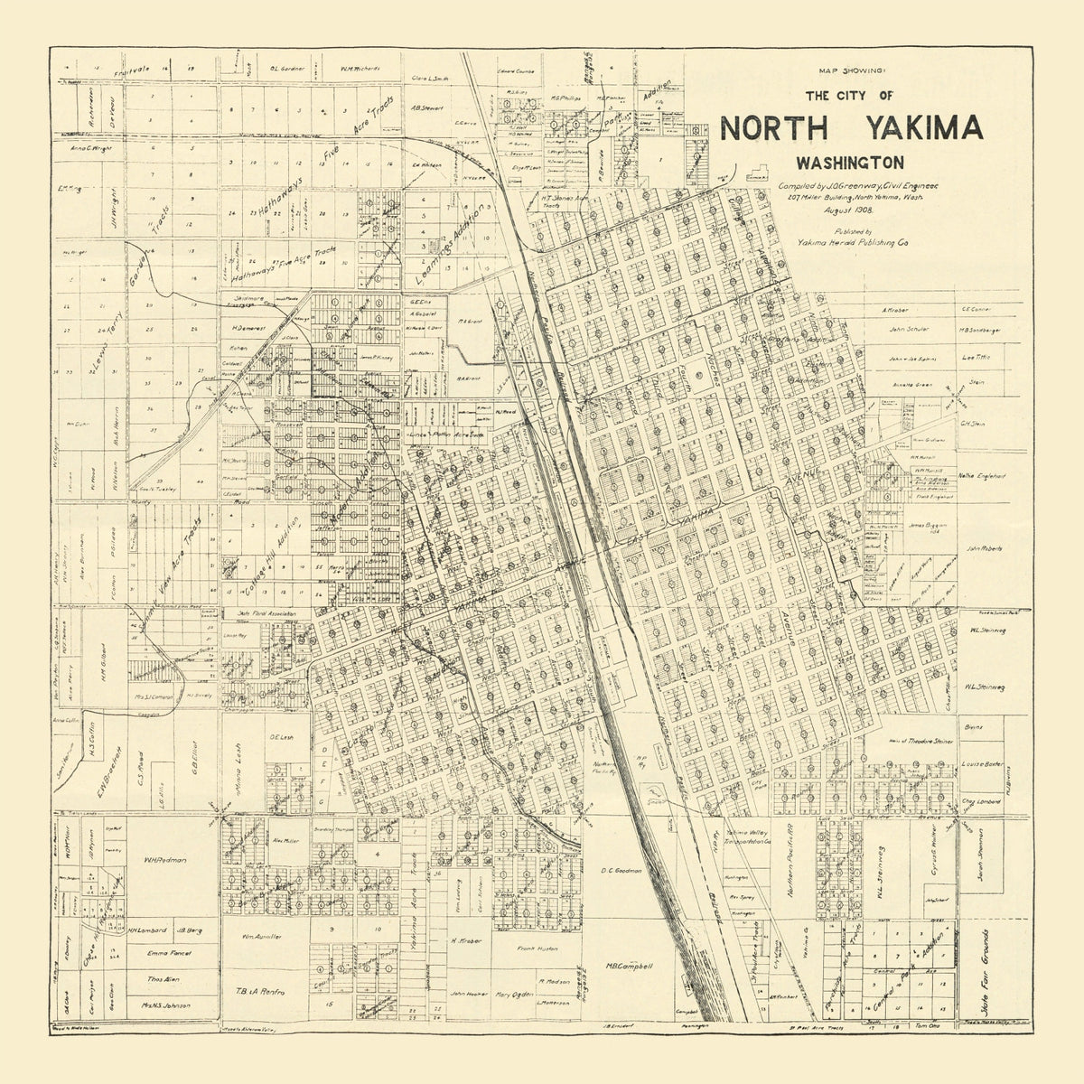 Preview of Vintage Map of North Yakima, Washington 1908