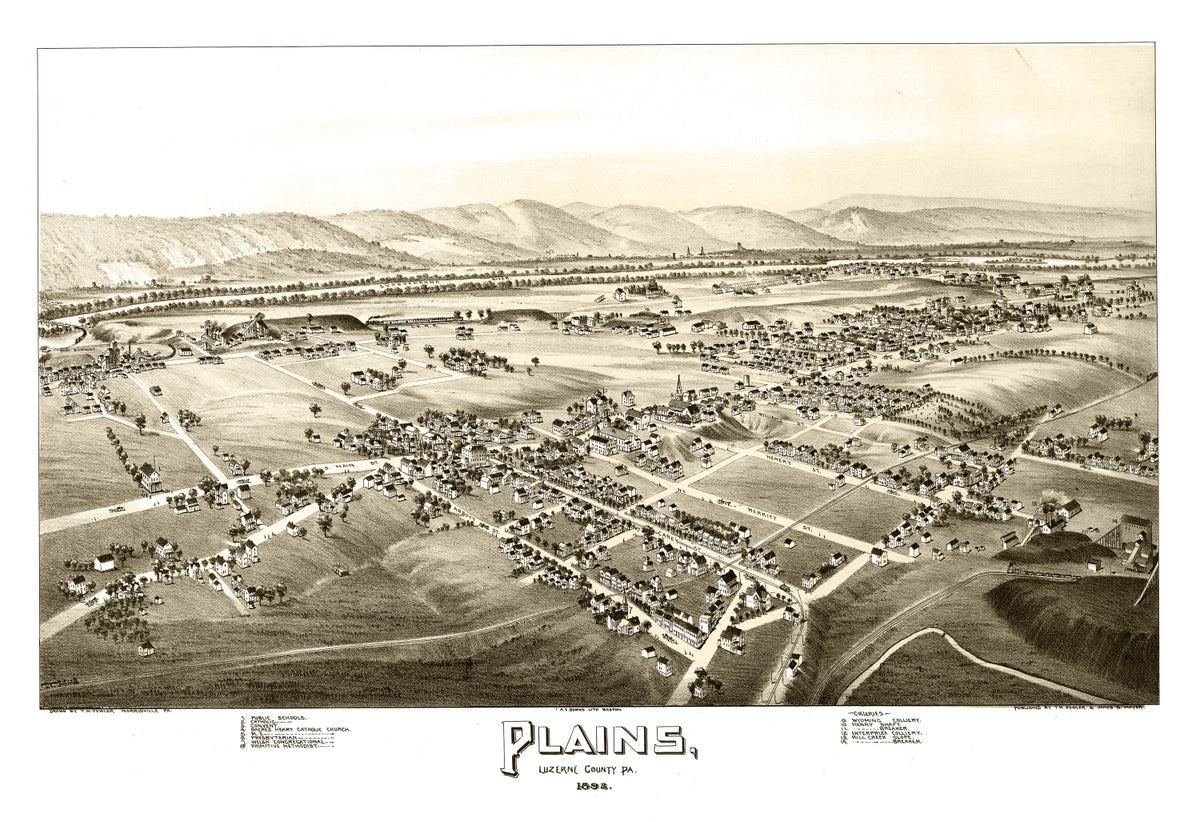 Preview of Vintage Map of Plains, Pennsylvania 1892