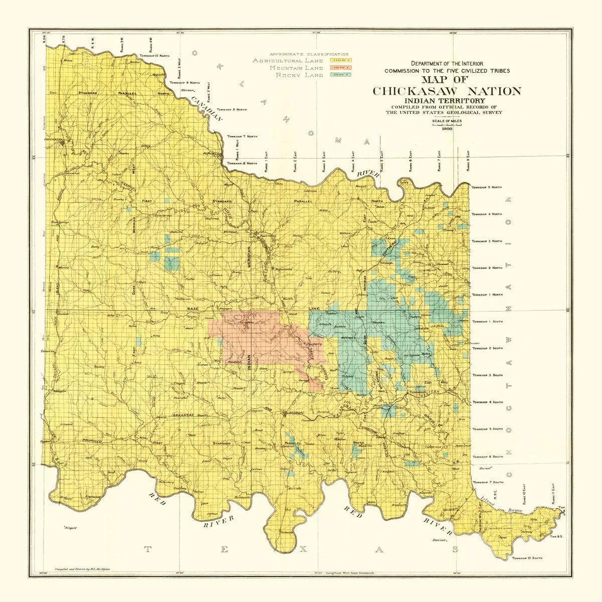 Preview of Vintage Map of Chickasaw Nation, Indian Territory, 1900
