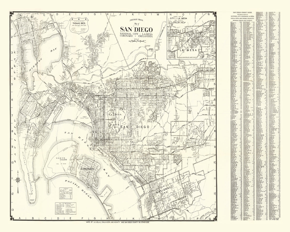 Preview of Vintage Map of San Diego, California 1930
