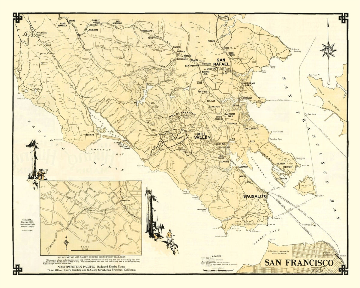 Preview of Vintage Map of Marin County, California 1930