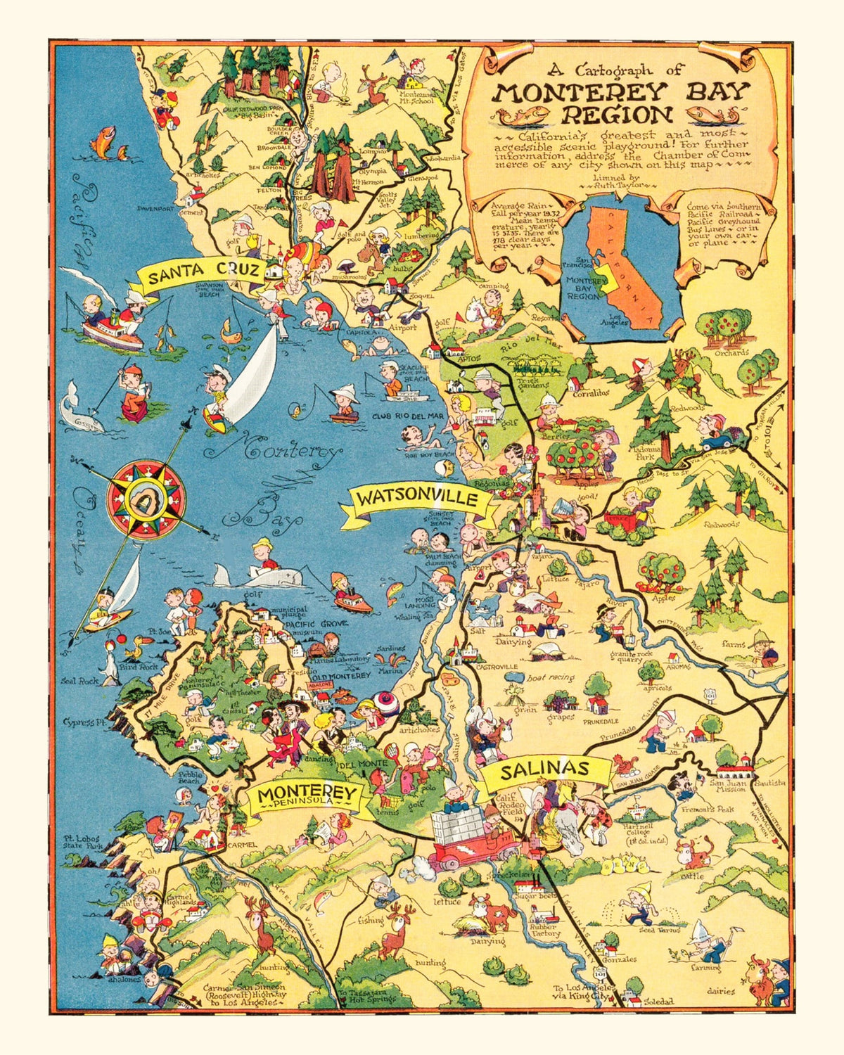 Preview of Vintage Map of Monterey Bay, 1933