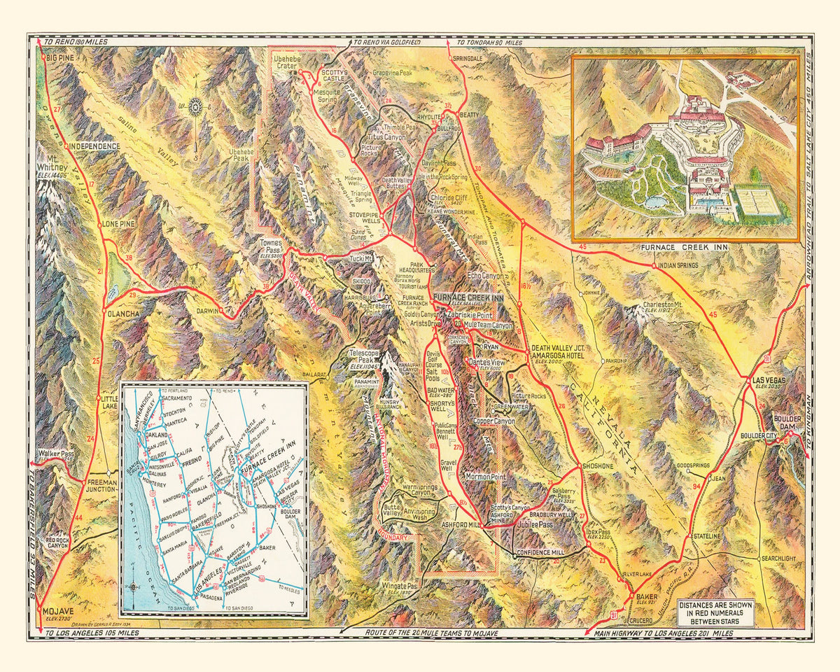 Preview of Vintage Map of Death Valley 1934