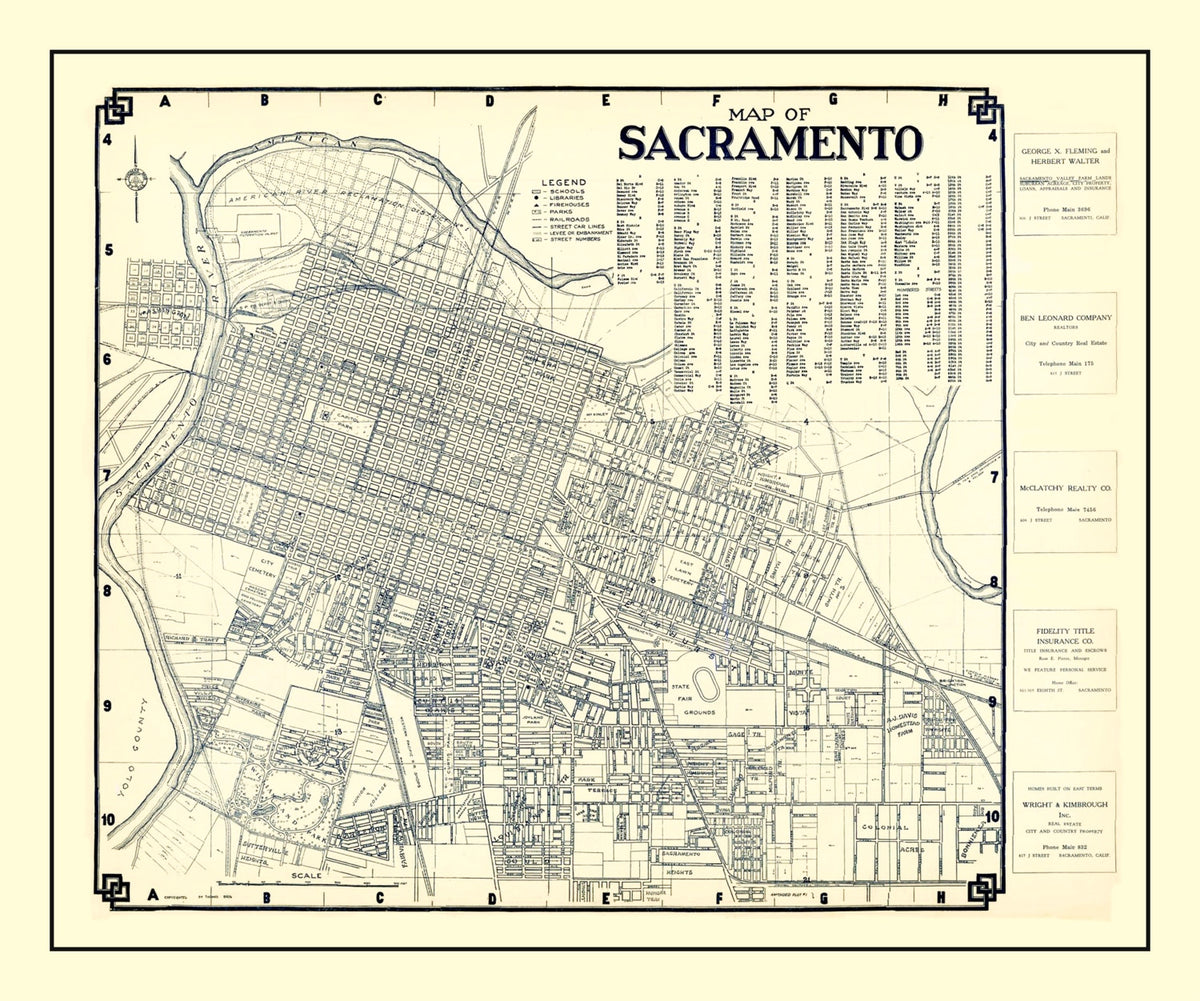 Preview of Vintage Map of Sacramento, California 1920