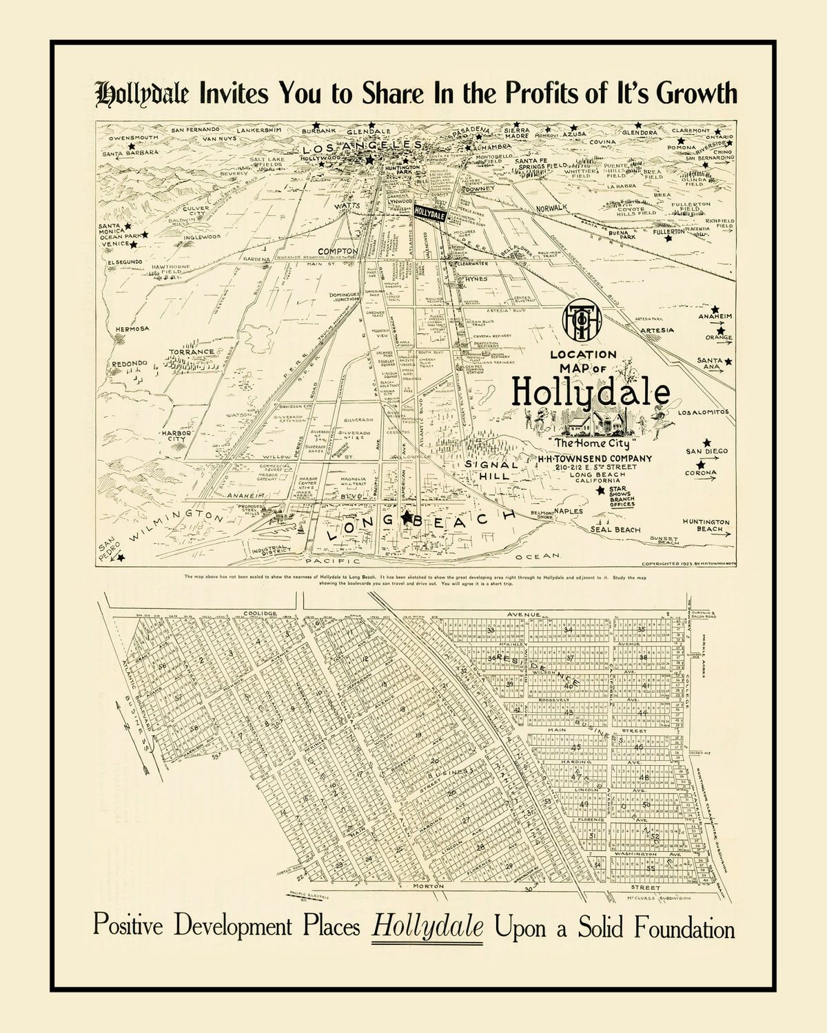 Preview of Vintage Map of Hollydale, California 1923