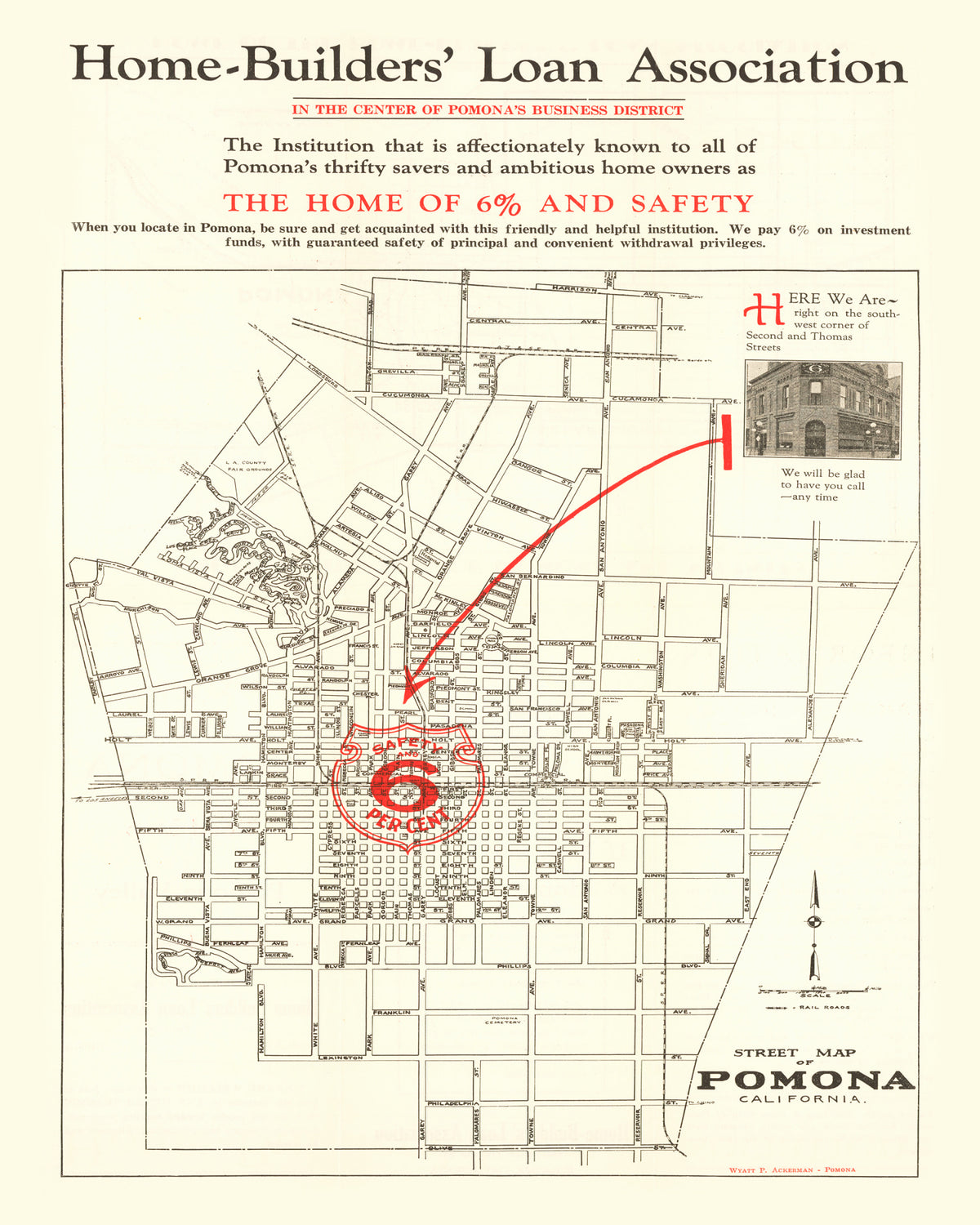 Preview of Vintage Map of Pomona, California 1926