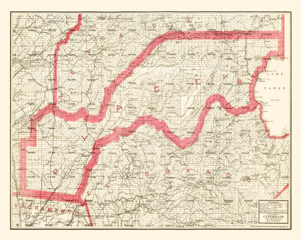Preview of Vintage Map of Placer County, California 1914