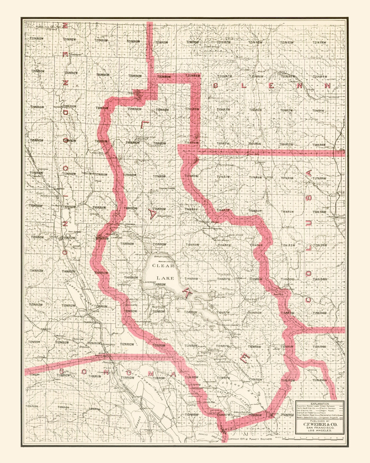 Preview of Vintage Map of Lake County, California 1914