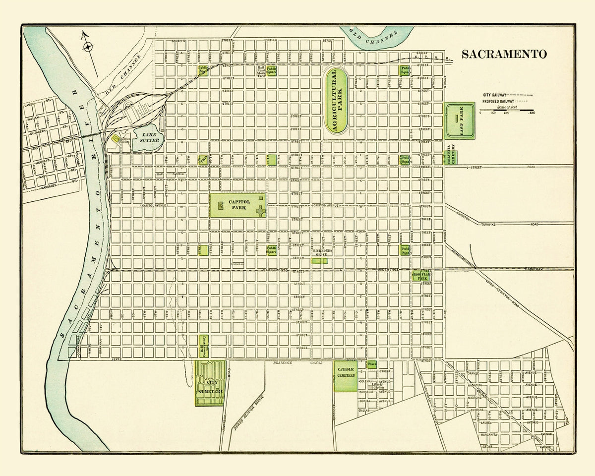 Preview of Vintage Map of Sacramento, California 1892