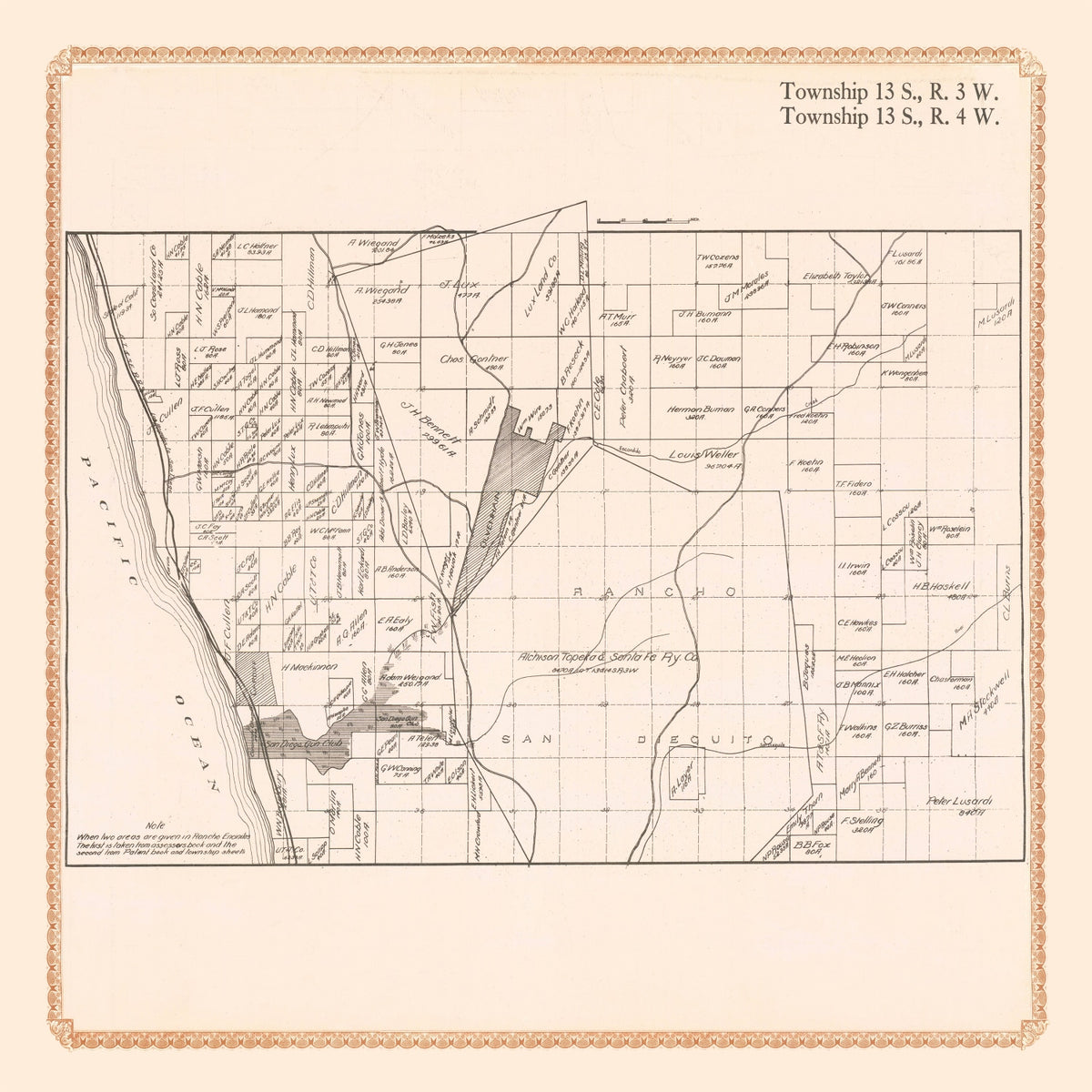 Preview of Vintage Map of Rancho Santa Fe, California 1912
