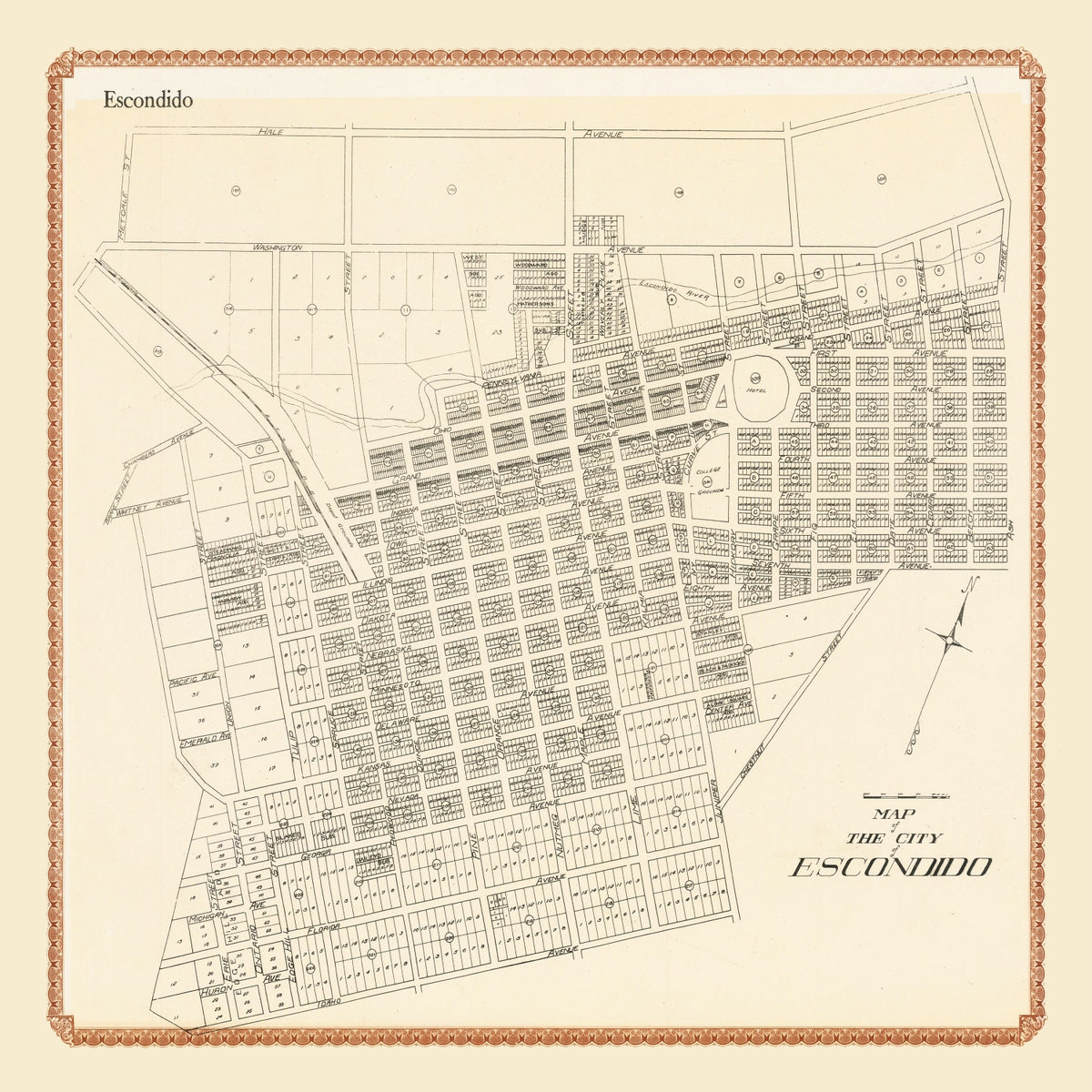 Preview of Vintage Map of Escondido, California 1912