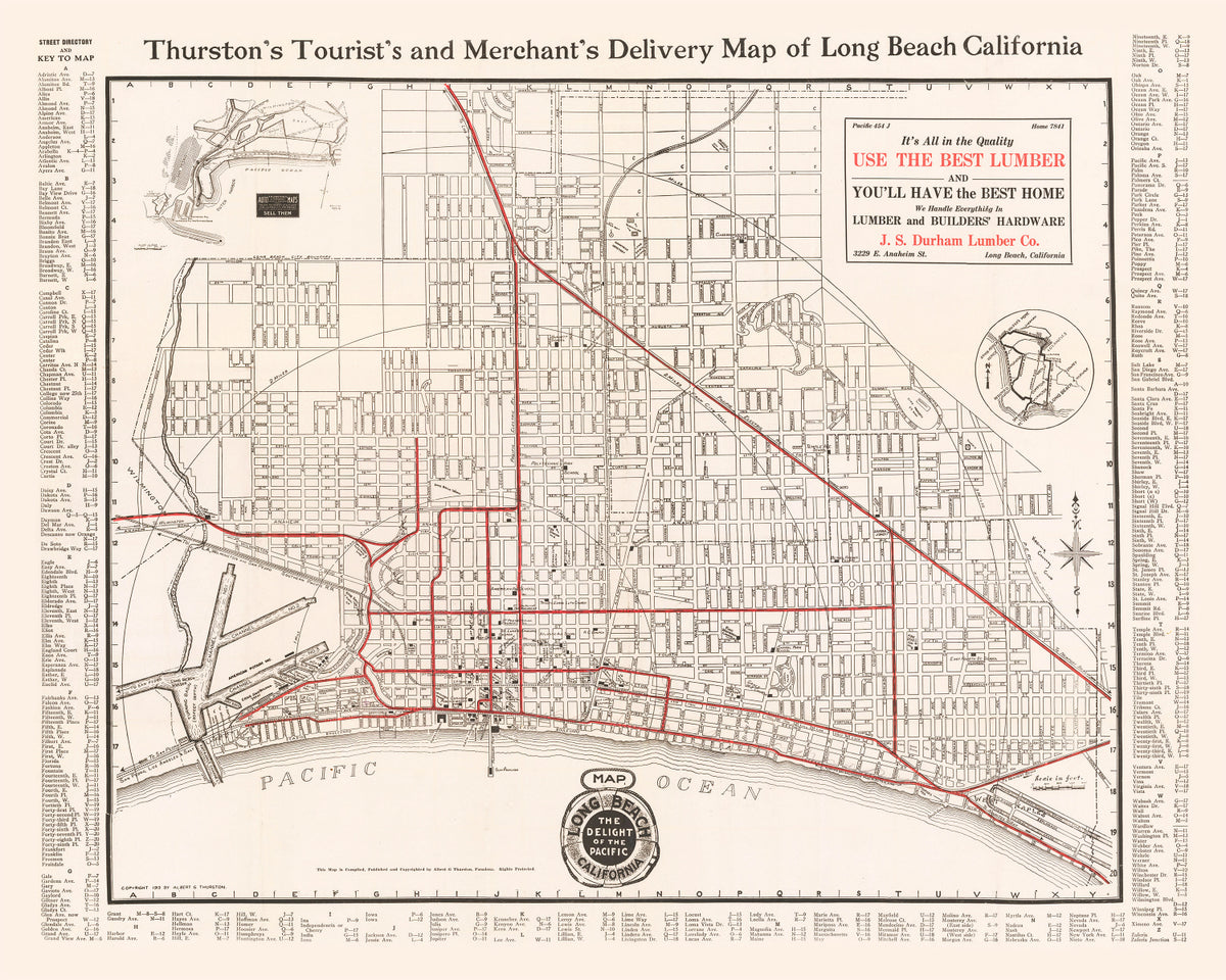 Preview of Vintage Map of Long Beach, California 1913