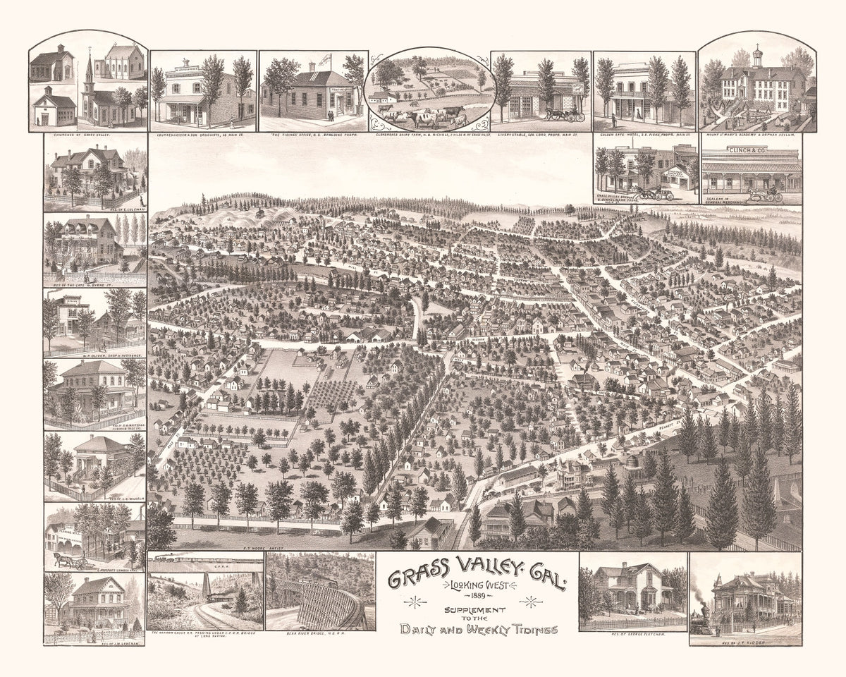 Preview of Vintage Map of Grass Valley, California 1889