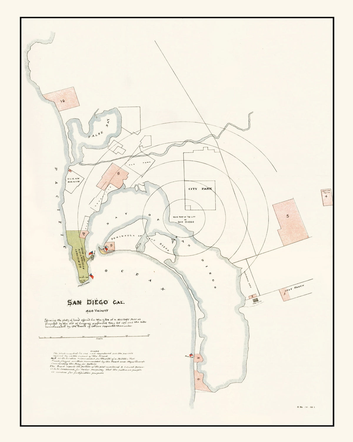 Preview of Vintage Map of San Diego, California 1891